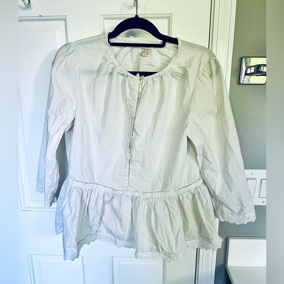 La Vie Rebecca Taylor Relaxed Eyelet Trim Blouse - Picture 1 of 4